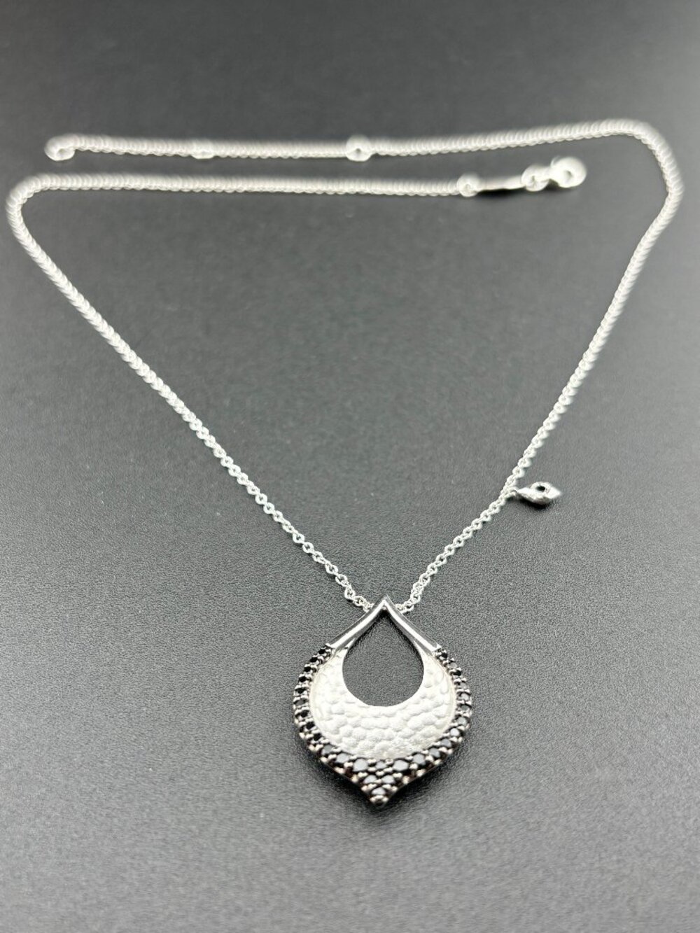 Gabriel & Co. Serial Sterling Silver Black Spinel Byblos 17" Necklace & Pendant